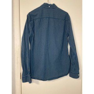 HAWKEYE RYE LONG SLEEVE  BUTTON UP  LARGE TALL DARK TEAL CHECKERED   SLIM FIT